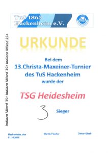 Indiaca-Turnier in Hackenheim / TSG Mixed-Team