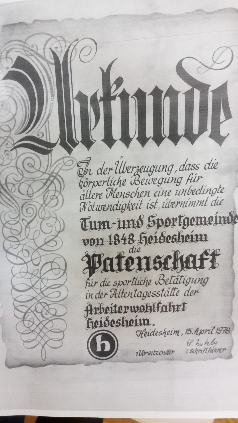 40 Jahre TSG-Patenschaft mit der Arbeiterwohlfahrt Heidesheim – Stuhlgymnastik sucht Verstärkung