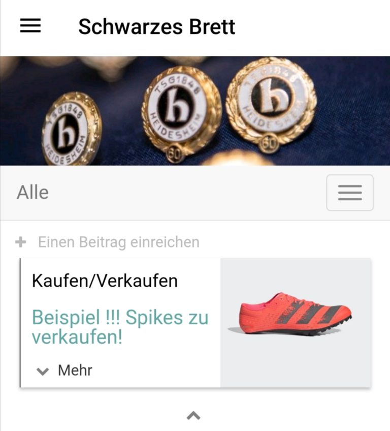 Schwarzes Brett in TSG-Vereins-App ab sofort nutzbar