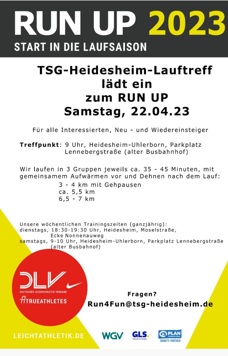 Lauftreff lädt ein zum RUN UP am 22.04.23